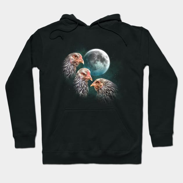 Three Chicken Moon (Dark Brahma) Hoodie by BagelGirl